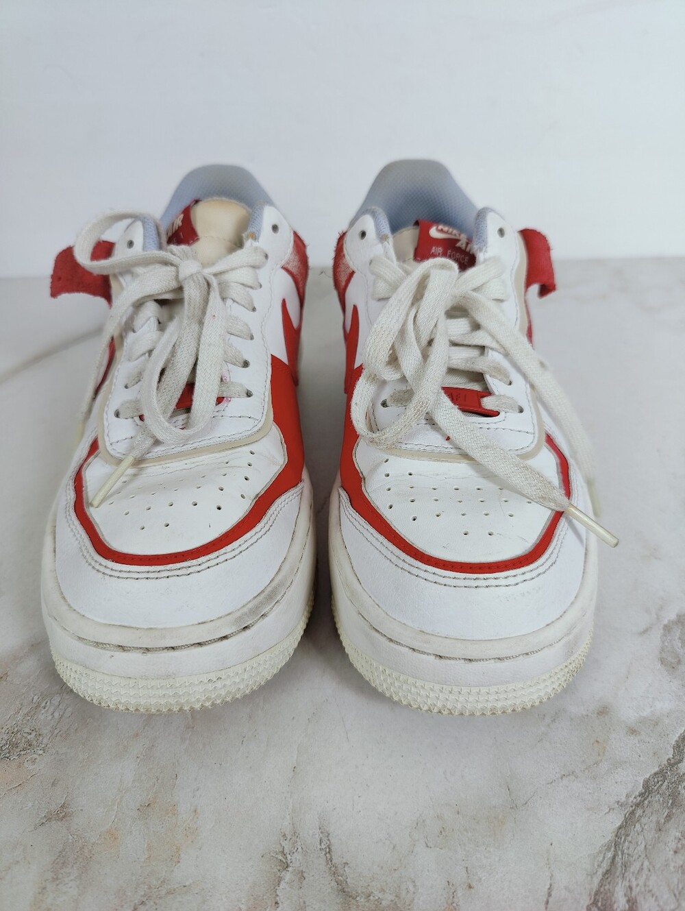 Nike Women's Air Force 1 Low Shadow 'Red Cracked Leather' Sneakers, 7.5 - Picture 6 of 10